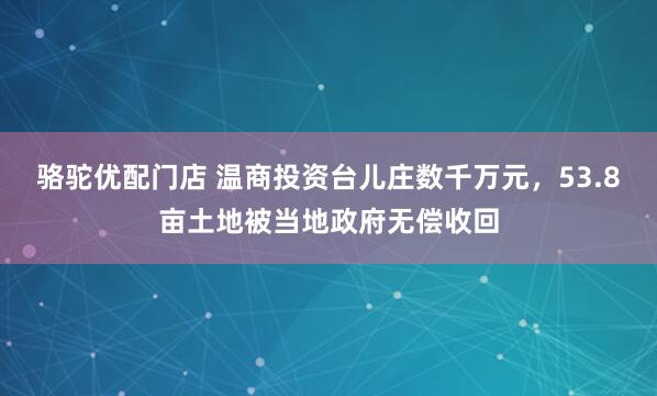骆驼优配门店 温商投资台儿庄数千万元，53.8亩土地被当地政府无偿收回