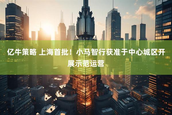 亿牛策略 上海首批！小马智行获准于中心城区开展示范运营